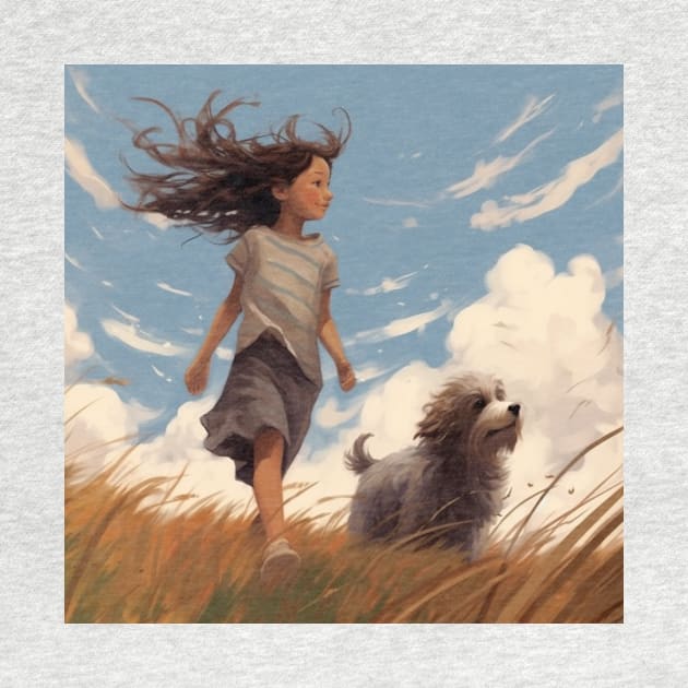 Windy Day to walk her dog by Liana Campbell